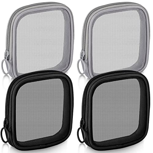 Weewooday 4Pcs Mesh Makeup Bag, Black, Gray, Small, Classic - color: Black, Gray, size: Small, style: Classic