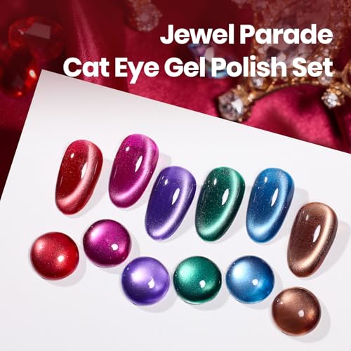 Beetles Jewel Parade Cat Eye Gel Nail Polish Set, 6 Colors Fall Cat Eye - color: A - Glass Cat Eye | Jewel Parade