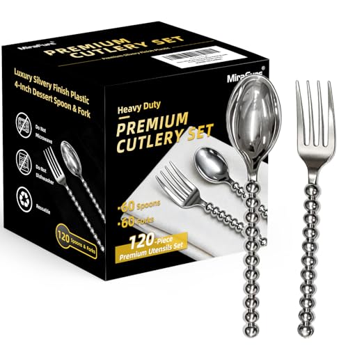 Premium Silver Mini Dessert Utensils Set - 120-Piece (60 Forks & 60 Spoons) - color: 120pcs Silver Set