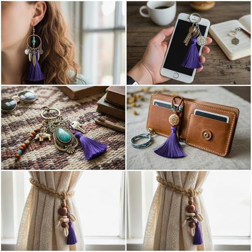 20Pcs 4.3 Inch Silky Mini Craft Tassels for Earrings, Souvenir(Dark Purple) - color: Deep Purple