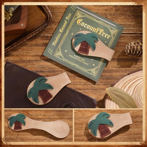 2PCS Leather Magnetic Bookmarks for Women, Personalized Leather Bookmark, PU Magnet Bookmark Clips Book Holder - style: Coconut & Clover