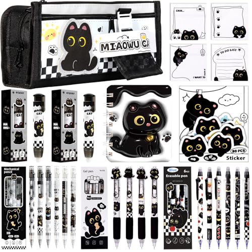 Black Cute Cat Stationery Set Cat School Supplies