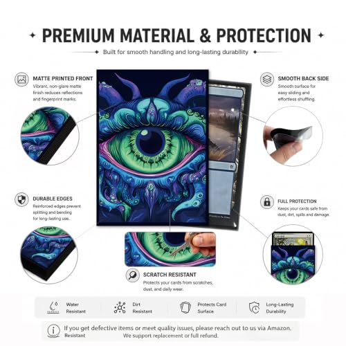 100 PCS TCG/MTG Card Sleeves, Matte Back Anti-Slip & Easy Shuffling Applicable to OCG CCG DTCG PTCG, 2.6 x 3.6 in Standard Size Cards (Eye) - color: Eye