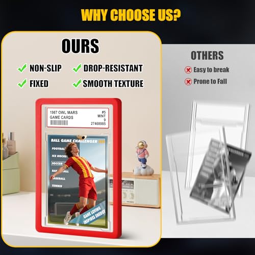 1 Pack Graded Card Slab with PSA Slab Bumper Set, Hard TPU PSA Slab Bumper Protector Guard Graded Card Slab Protectors with Label Position for Game Cards, Sports Cards, Trading Cards