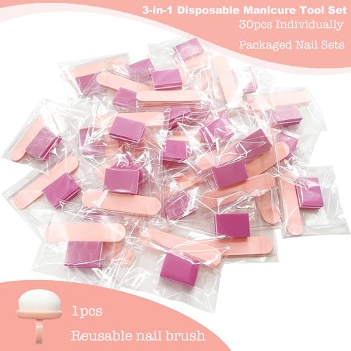 4-Piece Disposable Nail Kit, 30PCS Nail Tool Kit for Toenail Press on Nail