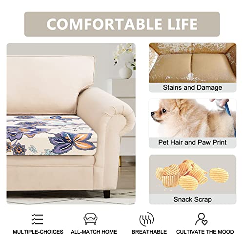 SearchI Stretch Printed Sofa Couch Cushion Covers Replacement Chair Cushion Slipcovers Sofa Seat Cover Furniture Protector Sofa Slipcover Soft with Elastic Bottom(Medium, Flower Pattern) - color: Flower Pattern, size: Medium
