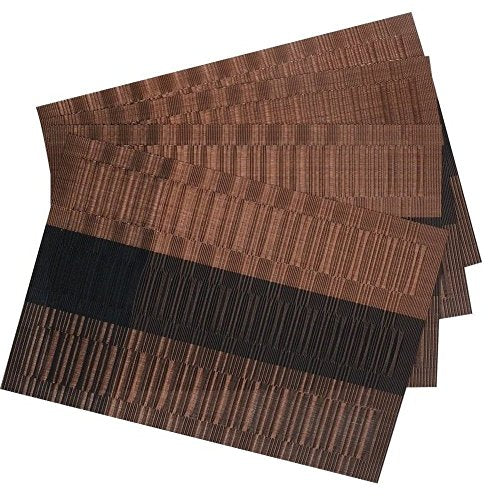 SHACOS Placemats Set of 6 Woven Vinyl Place Mats for Dining Table Heat Resistant Table Mats Wipeable (6, Ombre Coffee Black) - color: Ombre Coffee Black, size: Set of 6