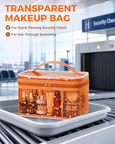 Star Clear Makeup Bag, Waterproof Travel Cosmetic Bag Toiletry bag,Orange - color: Orange