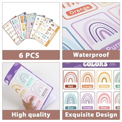 Educational Placemats Set of 6 Boho Kid Plastic Table Mat 17×13×0.04in - style: Educational Boho