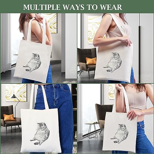 Canvas Aesthetic Tote Bag for Women with Inner Pocket Totes Shoulder Book Bag Shopping Reusable Grocery Bags - color: Naughty Cat Tote Bag
