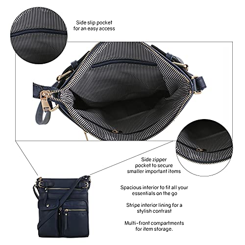 SG SUGU Katie Lightweight Medium Crossbody Bag Shoulder Bag with Multi Pocket for Women - color: Navy