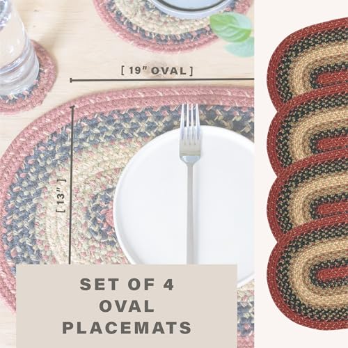 Homespice Highland Braided Placemats for Cabin Decor, Oval 13x19 Set of 4 - color: Highland