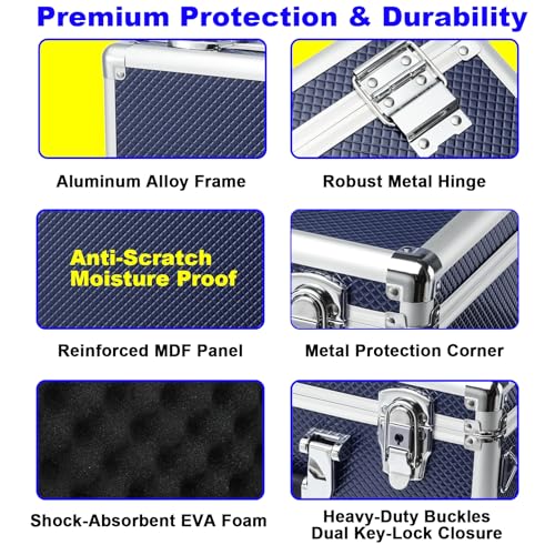 Lockable Trading Sports Card Case Storage Box Holder Organizer - color: Blue, size: Large