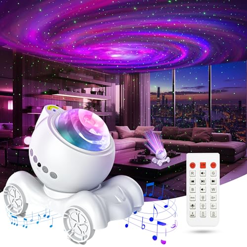 ENOKIK Galaxy Projector, Star Aurora Night Light Bluetooth Speaker, White - color: White