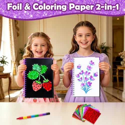 FUNNYB&G Foil Art Craft Kit for Kids, Sparkly Birthday Gift Toy for Girls - style: Plant