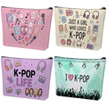 Kacctyen 4 Pack K-pop Makeup Bags Canvas Zipper Pouches Concert Gifts
