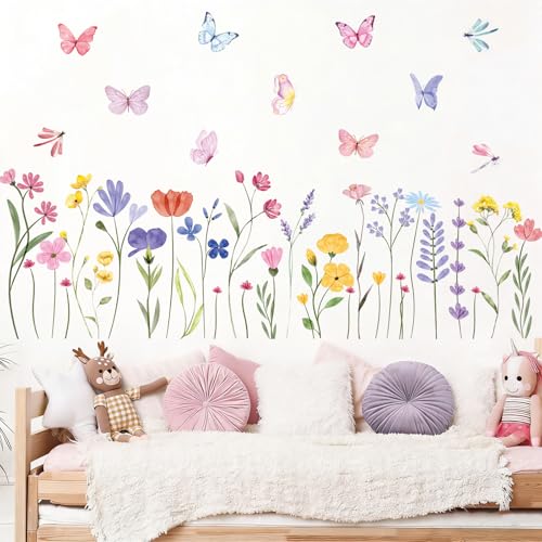 Flower Wall Decals, 8 Sheets 60 Pcs - color: Flower Butterfly