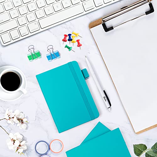 feela 6 Pack Pocket Mini Notebooks Bulk, Small Cute Memo Notepads Hardcover College Ruled Lined Journals with Pen Holder for School Business Work, with 6 Black Pens, 3.5”x 5.5”, A6, Emerald - color: A6 6 Emerald