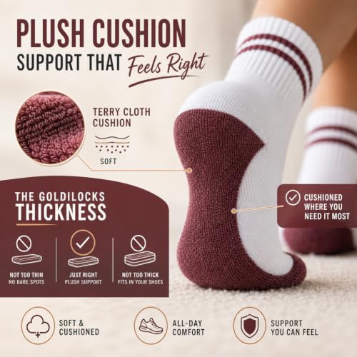 Forever Bambe Mini Crew Socks for Women 4-Pack Cushioned Bottom Retro Striped Socks - Athletic Women's Short Calf Sock - color: 1 - Pastels