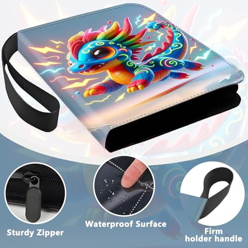 4 Pocket Trading Card Binder, Holds 400 Cards, Zipper Binder - color: Little Flying Dragon