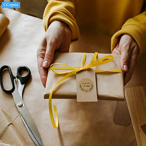 1.5 Inch Handmade with Love Stickers,500 Pcs Baking Kraft Paper Stickers Heart Shape Lables for Baking Packaging,Envelope Seals, Small Business, Stickers Tags for Wedding,Birthday,Party Gift Wrap Bag