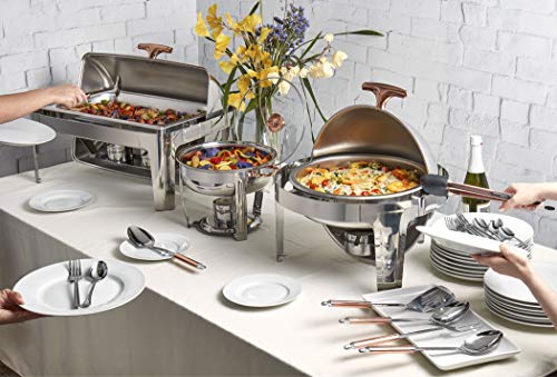 Denmark Tools for Cooks Celebrations Cookware Collection 5 Piece 9.5-Quart Rectangular Heavy Gauge Stainless Steel Chafing Dish Set with Roll Top Lid for Entertaining & Catering - size: 9.5QT ROLL TOP CHAFING DISH