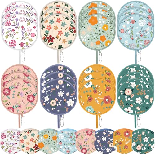 AceOrbit 24 Pcs Floral Round Foldable Hand Fans 8 Styles Japanese Foldable Fan Pop up Round Handheld Cooling Fan with Pouch for Women Purse Travel Outdoor Games Summer Wedding Party Favor Decoration - style: Vintage Flower