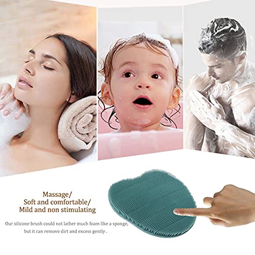 2 Pack Soft Silicone Shower Brush, Body Scrubber Exfoliating Skin Massage - color: 1 Pars_pink+green