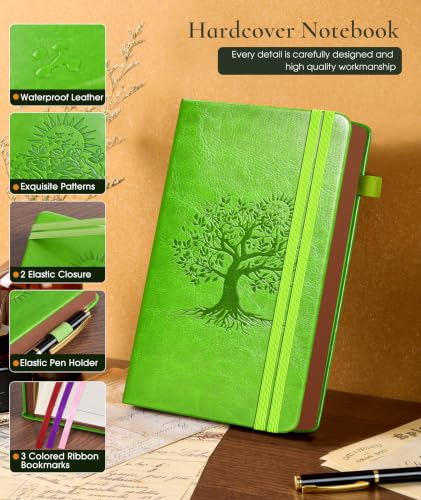 Small Journal Notebook 3.7"x6.8", 300 Page Lined Paper Pocket Size Notebook - color: Light green, size: A6 (3.7in x 6.8in)