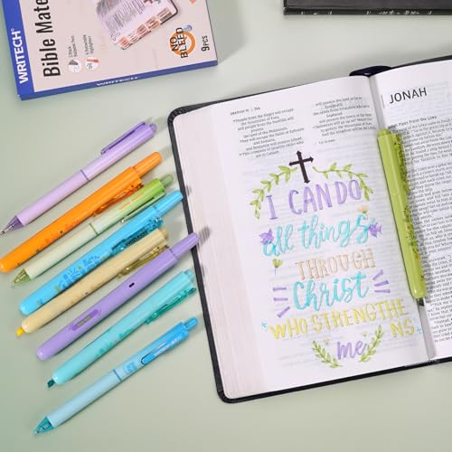 WRITECH Bible Mate Journaling Set: Highlighters & 0.7mm Ballpoint Pens 9ct - color: Multicolor-0.7mm
