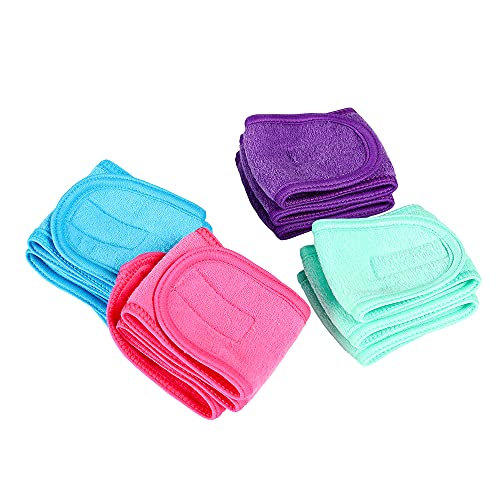 Facial Spa Headbands for Washing Face 4Pcs Makeup Shower Bath Wrap Sport - color: Blue, Mint Green, Purple, Rose