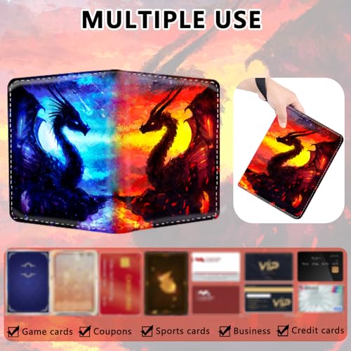 4 Pocket Trading Card Binder, Holds 400 Cards, Zipper Binder - color: Ice Fire Dragon
