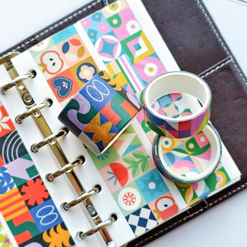 Bomichi Washi Tape Set - 34 Rolls Modern Geometric Pattern Scrapbook Tape - color: Geometric Aesthetics