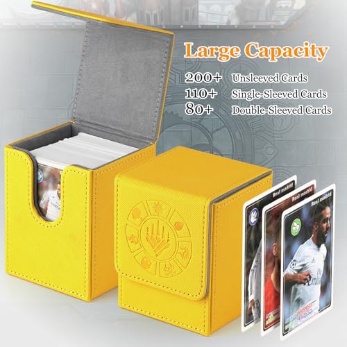 Arkeiliy MTG Deck Box 110+ Storage Sleeved Cards for Magic Commander - color: Yellow