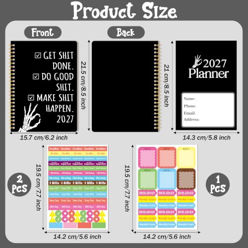 Xqumoi 2027 A5 Planner Skeleton Hand Sweary Weekly and Monthly Planner Gift - color: Skeleton Hand 2027, size: A5