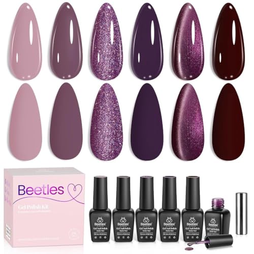 Beetles Purple Gel Nail Polish Set, 6 Colors Muse of Midnight Gel - color: A-Mixed Finishes | Muse Of Midnight