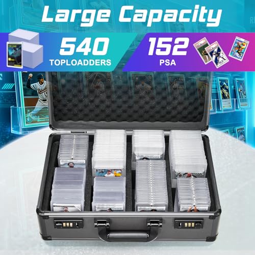 X-Large 4-Row Graded Card Storage Box with Combo Lock - Secure Organizer for Graded Card Slabs, Toploaders, and Sports Trading Cards - Gunmetal Gray - color: Gunmetal Grey