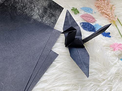 A4 Mulberry Paper 50 Sheets, Natural Fiber Mulberry Paper for Card Making, Watercolor, Calligraphy, Origami, Scrapbooking, Bookbinding & DIY Crafts (Black, A4) - color: Black, size: A4