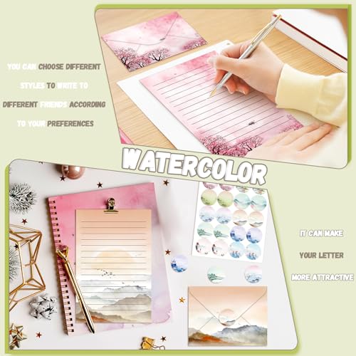 TaoBary 160 Pcs Ink Painting Stationery Paper and Envelopes Set, 8.5 x 11'' - size: 8.5 x 11 Inch, style: Ink Painting