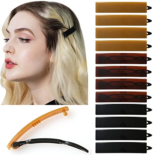 12pcs Hair Barrettes Set for Women and Girls, Hair Clips for Thick Thin Fine Hair, Non-metal Hair Accessories, Non-Slip Grip Handmade Snap Hairpin, BPA Free - color: SN8
