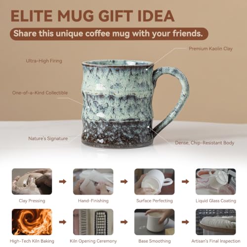 Misty Moss Ceramic Mug, 15oz Reactive Glaze Mug, Self Care Gift for Her - color: 15oz - Misty Moss · BREATHE