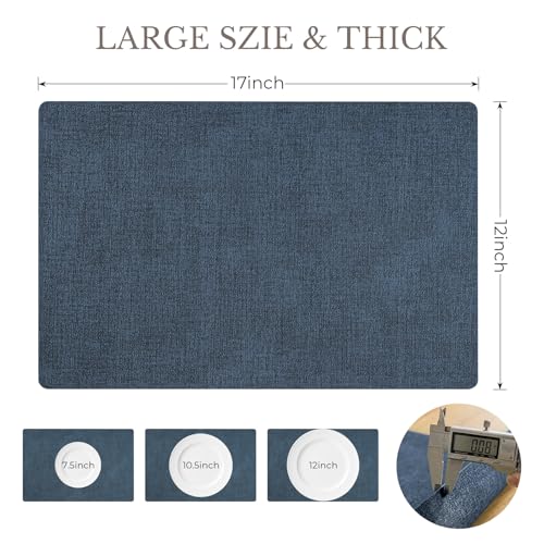 Romanstile Faux Leather Vinyl Placemats Set of 6, Navy Blue - color: Navy Blue