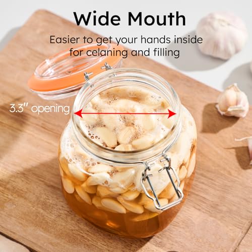 JILLMO 1L Square Fermentation Jar Kit with Airlock & Weight, 2 Pack - size: 1 Liter