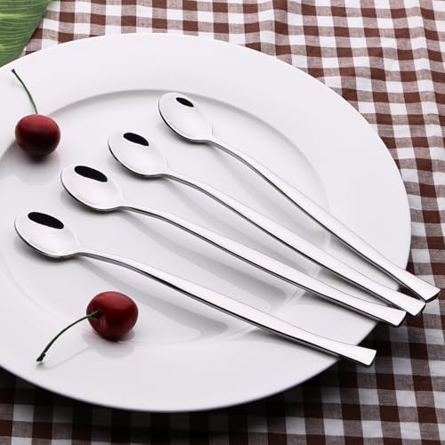 8-Pieces ce Cream Spoons, Stainless Steel Long Handle Spoon
