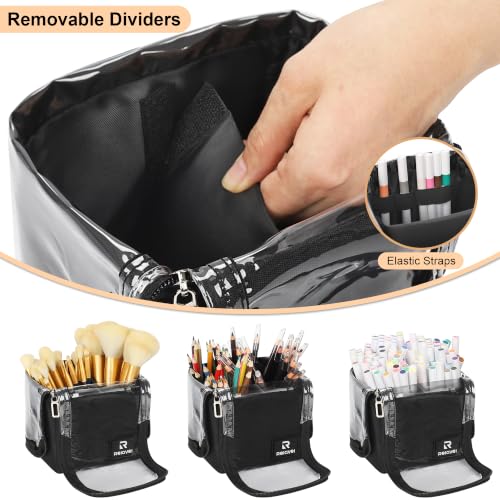 Relavel Makeup Brush Bag, Foldable Stand Up Large Makeup Brush Holder