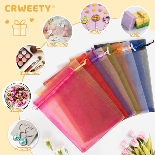 Crweety 50 Pcs Organza Bags 3x4, Gold Small Mesh Gift Bags Drawstring Bulk - color: Gold