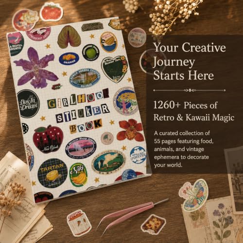 Tmtains 2026 New Girlhood Sticker Book for Scrapbook Junk Journaling DIY - color: Ak-white