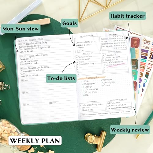 Legend Planner Undated, Weekly & Daily Goal Journal, A5 Aquamarine - color: Aquamarine (Undated), size: A5 (5.5'' x 8.3'')