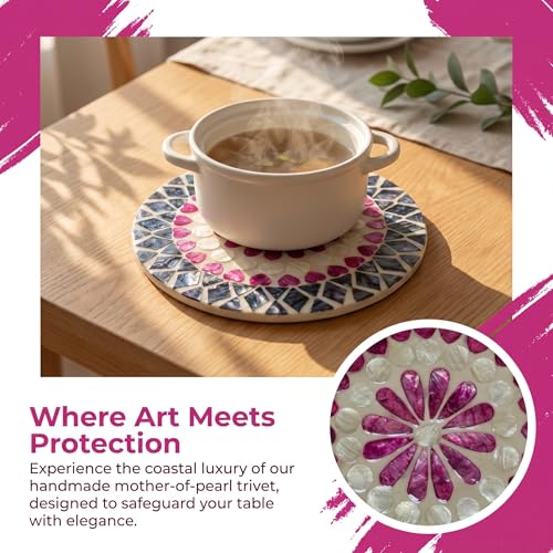 7.5" Mother of Pearl Shell Placemat, Round Decorative Charger Plate - color: Heart-shaped flower shell