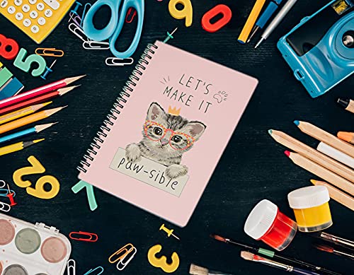Yansanido Spiral Notebook, 4 Pcs A5 Thick Cat Design Hardcover 8mm Ruled 4 Color 80 Sheets -160 Pages Journals for Study and Notes (Cat) - style: Cat
